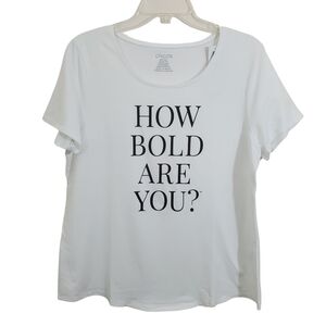 NWT Chico's How Bold Are You? T-Shirt Casual Tee White Size Large Short Sleeve